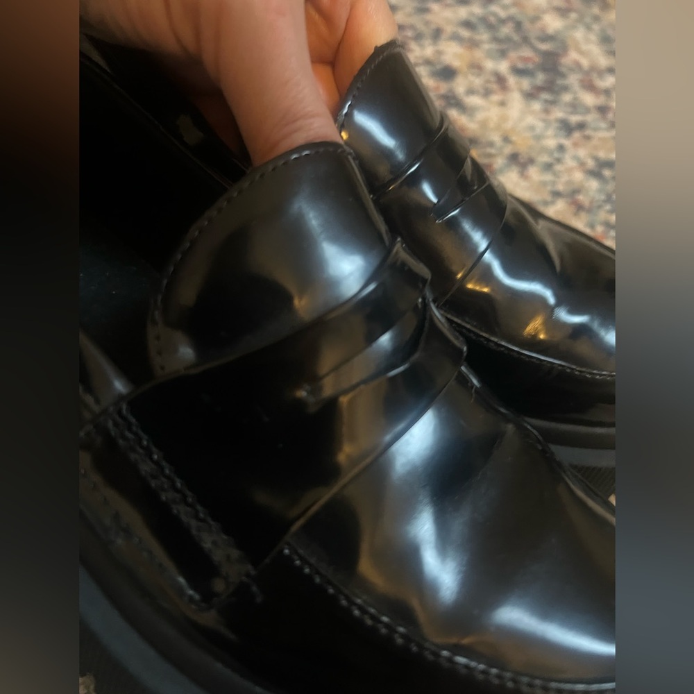 Girl Zara Shiny Black Loafers - Picture 7 of 7
